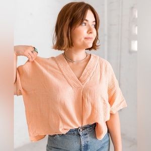 Gauze Cropped Cocoon Tee by Suunday, size L